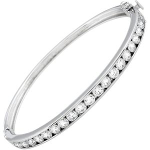 Diamonfire - Zilveren bangle 60 mm - Zirkonia in railzetting