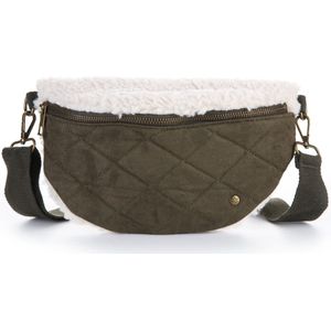 Sunset Fashion-Crossbody-Heup-Tasje-Teddy-Suedine-18cmx30cmx5cm-Leger groen