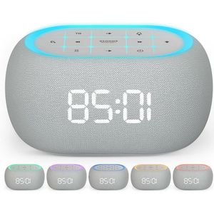 Bluetooth wekkerradio met 10W Hi-Fi dual speaker, 7-kleuren nachtlampje, digitale wekker en meer
