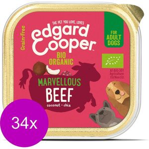 Edgard & Cooper Biologische Rund Kuipje - Voor volwassen honden - Hondenvoer - 34 x 100g NL-BIO-01