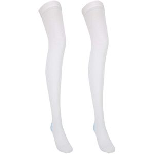 Witte compressiekousen met hoge druk in XL-formaat voor spataderen en bloedstolsels, voorzien van een antisliplaag voor extra draagcomfort