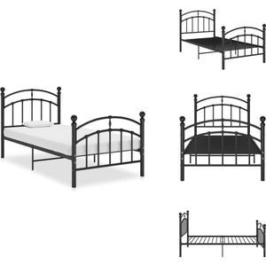 vidaXL Bedframe - Bedframes - Eenpersoonsbed - Eenpersoonsbedden - Bedframe metaal zwart 100x200 cm