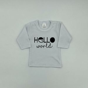 Baby Longsleeve - Hello World - Wit - Maat 56