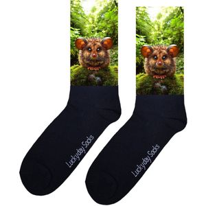 Muis - Opkikker - Grappige sokken - Valentijns cadeau - Verjaardag cadeau - Sint cadeau - Leuke sokken - Aparte sokken - Vrolijke sokken - Bos - Grappige cadeau - Kerstsokken - Vaderdag - Moederdag - Socks maken Happy - 37-44