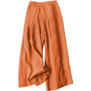 Bovista Linnen Broek Dames - Zomerbroek - Volwassenen - Lange Broek - Pantalon - Strandbroek - Zomer - Ibiza Stijl - Oranje - Maat M