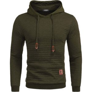 Herenhoodie met capuchon en geruit jacquard patroon - Lange mouwen, casual en sportief