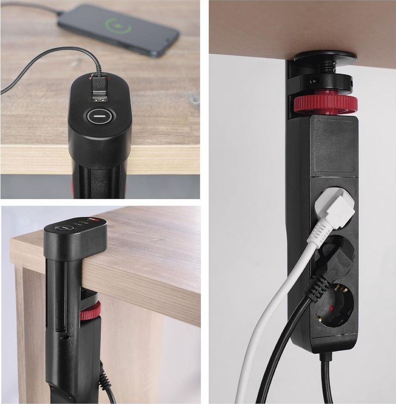 Stekkerdoos - 3-Voudig - Zwart - 1,5 Meter - USB-Snelladen