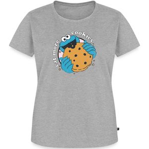 Sesamstraat Cookie Monster Eet meer koekjes Premium T Shirt Dames