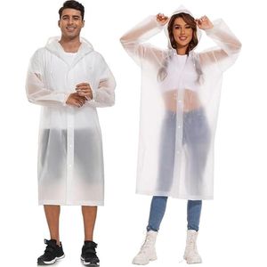 Regenjas - Regenjas voor volwassenen - Regenponcho - Tweedelige herbruikbare EVA-regenjas - Unisex - Waterdichte regenjas met capuchon - Geweldig voor festivals- kamperen- vissen en themaparken