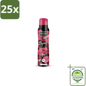 25 x Vogue Elegance Parfum Deodorant 150 ml - Grootverpakking - Parfum Deodorant - Deodorant - Antitranspirant - Bloesemgeur - Bloedsinaasappel