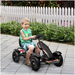 Kinder GoKart, Tretfahrzeug, Tretauto met Handremmen en Verstelbare Zitting - Pedal Kettcar voor 5-12 Jaar - Outdoor - Zwart