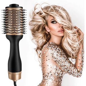 GinnComm® Magic Brush Föhnborstel - Krulborstel - Airstyler - Stijlborstel met Hitte Elementen - Fohnborstel - 4 in 1 Multistyler voor elk haartype - Goud
