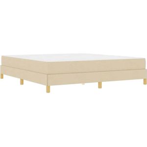 vidaXL - Boxspring - bed - Crème, - Bruin - 180 - x - 200 - cm - Stof, - Geengineerd - Hout