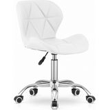 Bureaustoel AVOLA DORY-21 Wit, Kunstleer Zitting, Ergonomisch en Verstelbare Zithoogte, 5-Poot Chrome Basis, Geschikt voor Thuis en Kantoor, Max. 110 kg