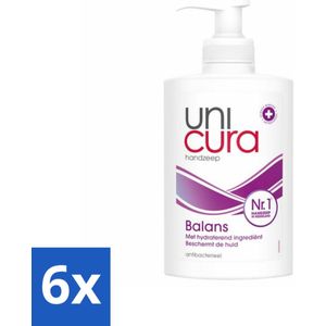 6 x Unicura - Vloeibare Handzeep - Anti Bacterieel - Balans - 250 ml - Antibacteriële Handzeep - Vloeibare Handzeep - Handzeep - Huidverzorging - Antibacterieel