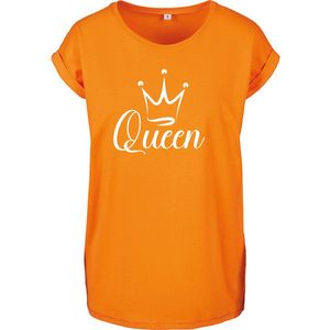 T-Shirts Dames Queen-Oranje - Wit-M