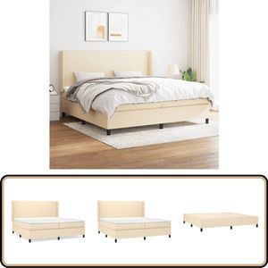 vidaXL Boxspring met matras - crème - 200x200 cm Boxspringbed - Boxspring - Bed Frame - Hoofdbord - Verstelbare Hoofdbord