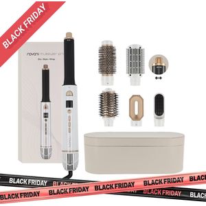 Novani Airstyler Pro – 6-in-1 Multistyler Föhn – Krultang, Krulborstel & Stijlborstel – Ionentechnologie & Cold Shot – Inclusief Luxe Leren Opbergdoos