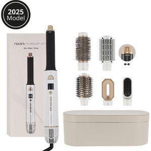 Novani Airstyler Pro – 6-in-1 Multistyler Föhn – Krultang, Krulborstel & Stijlborstel – Ionentechnologie & Cold Shot – Inclusief Luxe Leren Opbergdoos