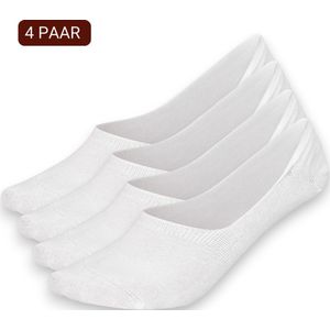 Sukats® No Show Enkelsokken 4 Paar - Invisibles - Footies - Wit - Dames - Katoen - Maat 35-38 - Sneakersokken - Naadloos - Onzichtbare Sokken