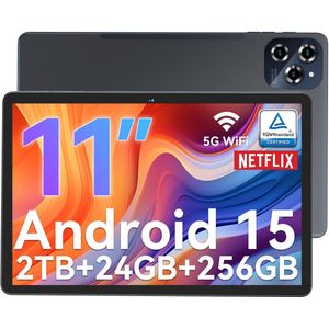 TABWEE Tablet - W90 Tablet - 8000 mAh - 24GB RAM - 256GB ROM - 11 Inch - Android 15 - WiFi 6 - Dubbele Simkaart - NETFLIX - Grijs