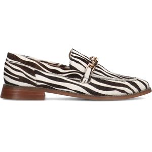 Manfield - Dames - Loafers met zebraprint en goudkleurige chain - Maat 38