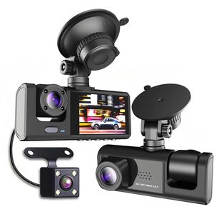 1080P Full HD Dashcam – Drieweg Camera met Groothoek, Binnen- en Buitenopnamen met Beeld-in-Beeld, Eenvoudige Installatie, Meertalige Ondersteuning
