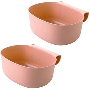 2 x opvangbak voor keukenafval om op te hangen, set van 2 afvalbakken, afvalcontainers voor organisch afval (roze)