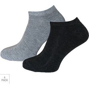 Bamboe Sneaker Sokken Met Badstof Voetbed 6-Pack - Antraciet - Maat 36-40 - Comfy Lage Bamboe Sokken Voor Frisse Droge Voeten - Dames / Heren