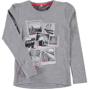 Licht grijze meisjes t-shirt  Nitkoboxi - Maat 122/128