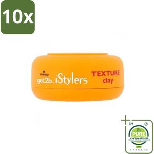 10 x Got2B - Styling Clay - I-Styler - 75 ml - Grootverpakking - Matte Haar - Styling Clay - Haar Textuur - Hold Haar - Natuurlijke Look