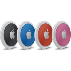 Apple AirTag Stickers/Skins Pakket 4 stuks - Mat Zwart - Mat Blauw - Mat Rood - Roze - 3M Sticker