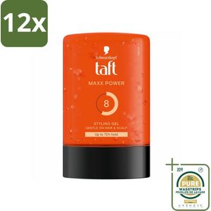 Taft - Maxx Power 8 - Styling Gel - Langdurige fixatie - 300 ml - Voordeelverpakking - 12 stuks - Taft gel - Sterke hold
