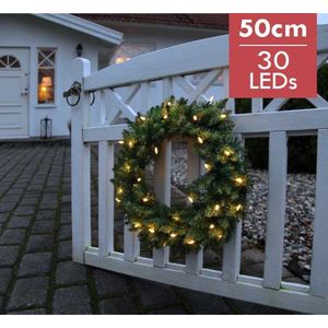 Verlichte Kerstkrans ""Calgary"" 50cm -Ook geschikt voor buiten -lichtkleur: Warm Wit -met stekker -Kerstdecoratie