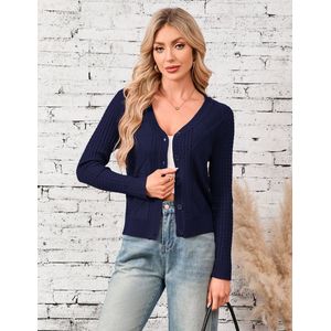 Dames Cardigan Elegante Lange Mouw Bolero V-hals Knoopsluiting Gebreide Cardigan Lichtgewicht Gebreide Jas Claret L