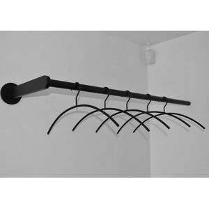 Zwarte kapstok voor hangers in hoek (100 cm)