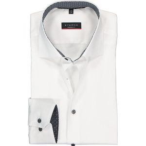 ETERNA modern fit overhemd - superstretch lyocell - wit (zwart-grijs dessin contrast) - Strijkvriendelijk - Boordmaat: 40