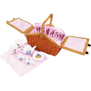 Picknickmand ""Romantik"" voor 4 personen - Met schattige muizenmotieven - Inclusief benodigdheden picnic basket