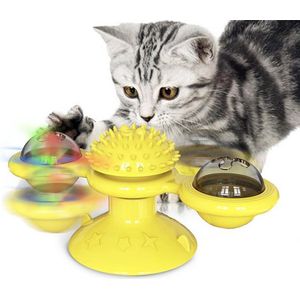 Kattenspeeltje - Speelgoed Katten - Kattenspeelgoed - Interactief speelgoed kat - Katten Speeltjes - Windmolen Kattenspeeltje - Speeltje Kitten - Geel