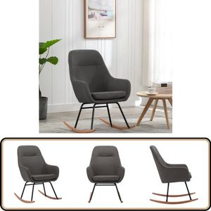 vidaXL Schommelstoel - Stof - Donkergrijs - Inclusief Kussen Schommelstoel - Lounge Stoel - Relaxfauteuil - Buitenmeubilair - Balkon Meubels