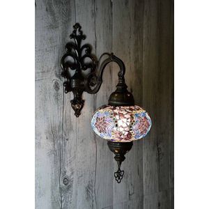 Handgemaakte Turkse wandlamp multicolour paars Oosterse Mozaïek Marokkaanse lamp