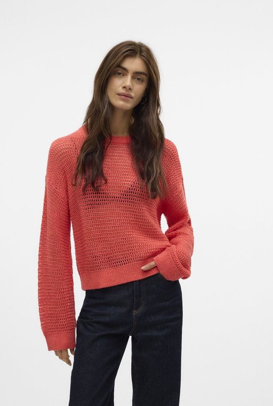 VERO MODA - VMNEWMADERA LS O-NECK PULLOVER BOO - Dames - Gebreide Trui - Roze