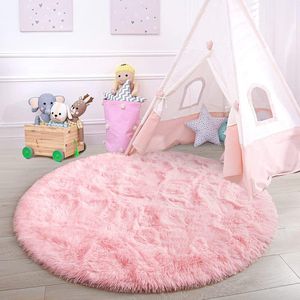 Hoogpolig tapijt voor de woonkamer, super zacht, shaggy tapijt, pluizig, soft area vloerkleden voor woonkamer, eetkamer, kinderkamer slaapkamer (roze, 120 x 120 cm)