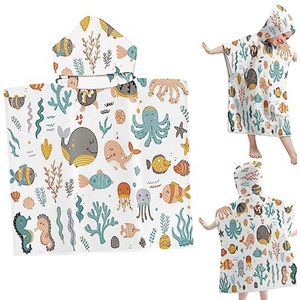 Kinderen Bad Poncho met Kap - Sneldrogende Microvezel Strandhanddoek voor Jonge Kinderen