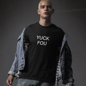 T-shirt Heren met print Yuck Fou | Zwart - Maat M | Festival Outfit | Ronde Hals | 100% Katoen