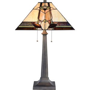 LumiLamp Tiffany Tafellamp 80 cm Beige Glas Tiffany Bureaulamp