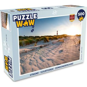 Puzzel Strand - Vuurtoren - Zonsondergang - Legpuzzel - Puzzel 500 stukjes