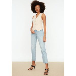 Trendyol Stone Fitted Buttoned Crop Woven Vest Twoss21Ye0009