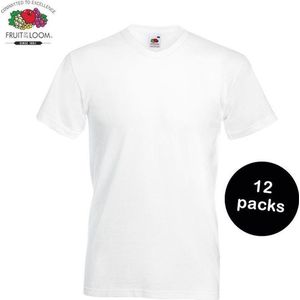 12 Pack T-Shirts van Fruit Of The Loom V-Hals Wit