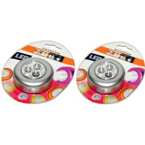 Stijlvolle zelfklevende druklamp met 3 LED's - Zilver - Felle mini spot - Push light - Draadloos